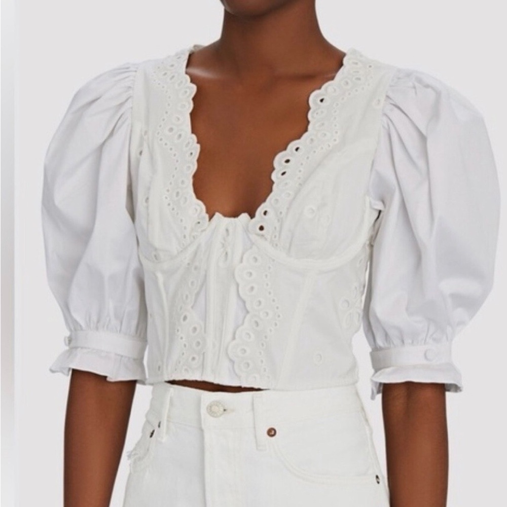 For Love and Lemons Serena Eyelet Bustier Crop Top